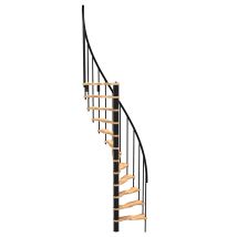 Minka Spindeltreppe Suono Smart 38 - 305,5cm Geschosshöhe Buche Schwarz Für 120x68cm Deckenöffnung
