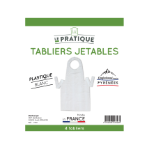 10 Lot 4 Tabliers Jetables Pe Blanc 120 X 70 Cm - Le Pratique