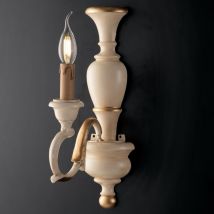 Aplique de madera Avorrio y pan de oro – 21 cm diámetro – 40 cm altura – 1x E14 máx 40W – Hecho en Italia