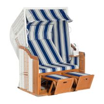 Sunny Smart - Sunnysmart Garten-strandkorb Rustikal 250 Basic 2-sitzer Weiß/blau Pvc-stoff