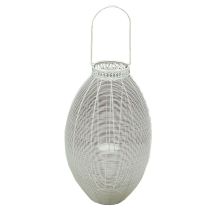 Dekorationshalter – ovaler antiker weißer Stahlkorb – 19cm x 37,5cm x 56cm – pulverbeschichtet – für Pflanzen und Dekoration