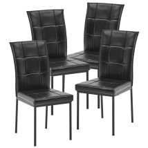 Artist Hand - Set Of 4 Dining Chairs Faux Leather Modern Dining Room Kitchen Chairs Set With High Back And Sturdy Metal Legs For Living Room, Dining 
