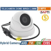 Telecamera Ibrida Dome 4in1 Ahd Cvi Tvi Cvbs 2.8mm 5mp Joystick Osd Ip66