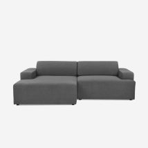 Divano Design 3 Posti Con Chaise Longue Sinistra In Tessuto Seginus - Grigio Scuro