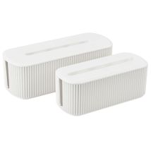 [non Utilizzato] Set 2 Contenitori Per Cavi Hhg-813, Gestione Organizer Scatole Per Cavi Coperchio In Plastica, Bianco