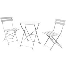 Grand Patio Bistro Set 3 Pieces, Rust-resistant 2 Chairs And 1 Table, Sturdy Steel Frame, Foldable Garden Furniture Set (white)