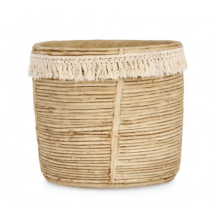 Vaso Bolivia Naturale Cemento Con Decorazioni In Cotone -ø27.5x25h