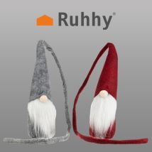 Stehende Zwerge – 2er Set – Weihnachtsdeko – Grau/Weiß/Rot – Filz + Kunststoff – 29/7 cm – 93 cm