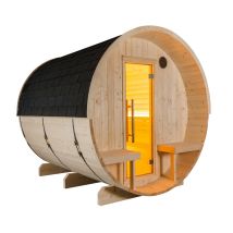 Kuusi 240 Canopy Fasssauna Aus Fichte Gartensauna Mit Dacheindeckung Ø 220 X 240 Cm - Sentiotec