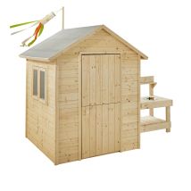 Casita De Madera Para Niños Con Cocina Jasmine 160x120x120 Cm - Casita Infantil De Exterior Con Cocinita Integrada - Cabaña De Madera Para Jardín - 