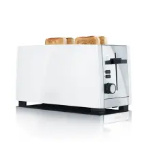 Graef – White 4 Slice Toaster – Defrost Function, Extra Lift, Stainless Steel Crumb Tray – 19 x 15.5 x 38 cm