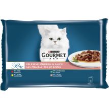 Gourmet Perle Erlesene Streifen Mit Rind Kaninchen Lachs Huhn 4x 85g Nassfutter Katze