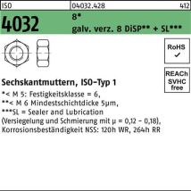 Sechskantmutter Iso 4032 M12 8 Galv.verz. 8 Disp + Sl 500 Stück