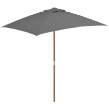 Ombrellone Con Palo In Legno 150 X 200 Cm Antracite 020008109