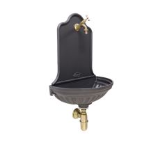Fonderia Bongiovanni - Fontana A Muro Barcellona Colore Ghisa Per Casa E Giardino Con Rubinetto E Sifone In Ottone Finitura A Scelta : Brunito