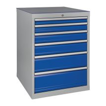 Bedrunka+hirth - Cassettiera H1019xl705xd736mm Grigio Chiaro/blu Segnale 6 Cassetti