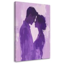 Cuadro Sobre Lienzo Hotel: Pareja Enamorada Besándose Morado 30x45