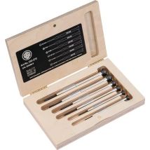 Set di Cacciaviti di Precisione 6 Pezzi – Manico in Acciaio Zigrinato – Larghezza Lama Ø 1/1,5/2/3 mm – Cacciavite a Croce Gr. 00/0