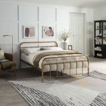 Slumberworx - Tewin Traditional Hospital Style Antque Brass Metal Bed Frame - Small Double - Antique Brass