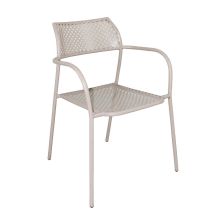 Chaise De Fauteuil Empilable De Jardin Avec Structure En Acier Et Accoudoirs De Tamigi Tan