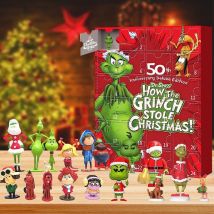 Merkmak - Boite Aveugle du Calendrier de Noel avec 24 Jouets Surprises Ornement de Poupee Cadeaux de Noel pour les Enfants Rouge