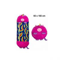 PIMPIMSKY Cute Sleeping Bag and Pillow 2 in 1 Happy Nappers for Children 160 x 60 cm Down Suitable for All Seasons Purple