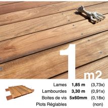 Terrasseenbois.fr - Kit terrasse bois exotique jatoba pour 1 m² • Lames 1,85 m, lambourdes 3,3 m et visserie Inox
