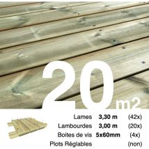Terrasseenbois.fr - Kit terrasse Pin autoclave Vert pour 20 m² • Lames 3,3 m, lambourdes 3 m et visserie Inox