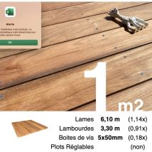 Terrasseenbois.fr - Kit terrasse bois exotique jatoba pour 1 m² • Lames 6,1 m, lambourdes 3,3 m et visserie Inox
