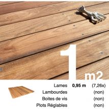 Planches de terrasse bois exotique jatoba pour 1 m² • Longueur 0,95 m