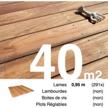 Planches de terrasse bois exotique jatoba pour 40 m² • Longueur 0,95 m • Livraison gratuite