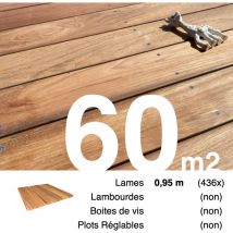 Promo Planches de terrasse bois exotique jatoba pour 60 m² • Longueur 0,95 m • Livraison gratuite