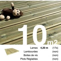 Terrasseenbois.fr - Planches de terrasse Pin autoclave Vert pour 10 m² • Longueur 4,2 m