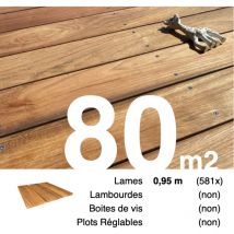 Promo Planches de terrasse bois exotique jatoba pour 80 m² • Longueur 0,95 m • Livraison gratuite