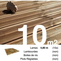Terrasseenbois.fr - Planches de terrasse Pin autoclave Marron pour 10 m² • Longueur 4,8 m