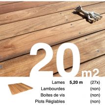 Planches de terrasse bois exotique jatoba pour 20 m² • Longueur 5,2 m • Livraison gratuite