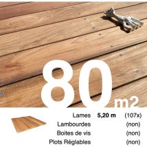 Promo Planches de terrasse bois exotique jatoba pour 80 m² • Longueur 5,2 m • Livraison gratuite