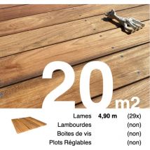 Planches de terrasse bois exotique jatoba pour 20 m² • Longueur 4,9 m • Livraison gratuite