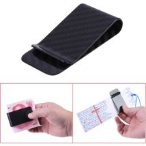 Owsoo - Pince à billets en Fiber de carbone véritable, carte de visite, carte de crédit, portefeuille d'argent poli et mat pour les Options
