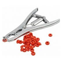 Pince à castration élastique en acier inoxydable pour bétail, porc, mouton, ceinture 100 anneaux en caoutchouc 21,5 cm Argent,