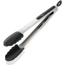 Fei Yu - Pince à grillades en silicone, pince de cuisine en acier inoxydable et manche en silicone résistant à la chaleur - noir