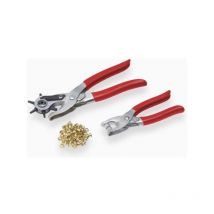 Meister - Pince a oeillets Lot de 2 pinces a oeillets + emporte-piece - Gris en plastique