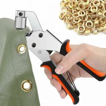 Forehill - Pince à Oeillets pour Bâches, lot de 300 Oeillets (ø 10 mm), Pince à oeillet Portable pour Tissus, Bâche, Cuir