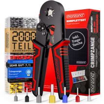 Monzana - Pince à sertir carrée avec 2000 cosses électriques 0,5-10 mm² outil bricolage sertissage embouts câbles