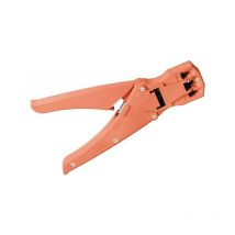 Fixpoint - Pince à sertir pour fiches modulaires, y compris coupe-câble et dénudeur, rouge, Outil de sertissage pour la connexion de câbles et de