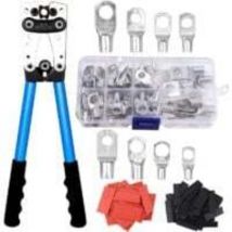 Pince a Sertir electrique multicouche AWG 10-0,6-50 mm² pince à sertir cosses avec Bornes à anneau en cuivre +60 PCS de gaine thermorétractable