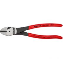 Knipex - Pince coupante de côté à forte démultiplication noire atramentisée, gainées en plastique 200 mm (carte LS/blister) 74 01 200 sb