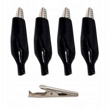 Pince crocodile isolée noire 35mm 4 pièces couvercle en caoutchouc