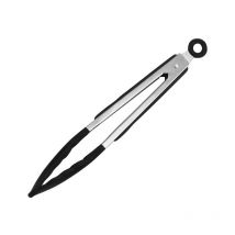 Linghhang - Pince Cuisine Professionnel, 23 cm Noir Pince Barbecue en Acier Inoxydable et Silicone Alimentaire, Pince de Cuisine Résistant à la
