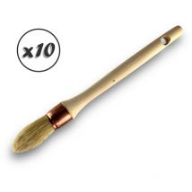 Lot de 10 pinceaux de pouce à rechampir Brosse ronde en soie blanche ø 25 mm Idéal peinture rénovation volets moulures plinthes angles persiennes
